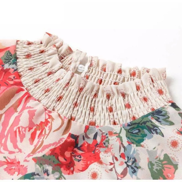 Bohemian Floral Long Sleeve Chiffon Blouse Top - Picture 5 of 6